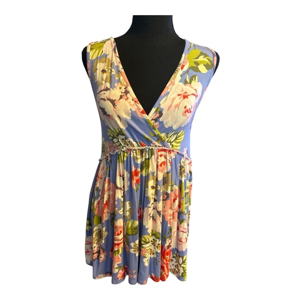 Matilda Jane Women Blue Floral Sleeveless Dress Size Small